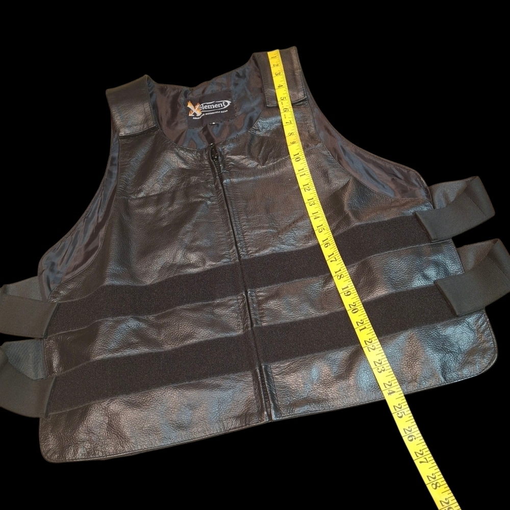 Xelement Bulletproof Style Hook & Loop Front Zipper Black Leather Vest SZ Small - Picture 16 of 16